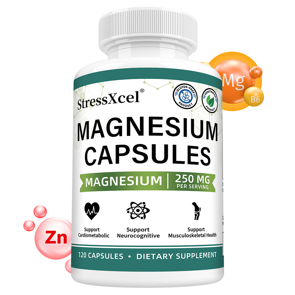 Magnesium Glycinate Capsule - 高吸収性グリシン酸マグネシウム 250mg、筋肉の弛緩と骨、心臓、神経の健康をサポート - 非遺伝子組み換え、グルテンフリー
