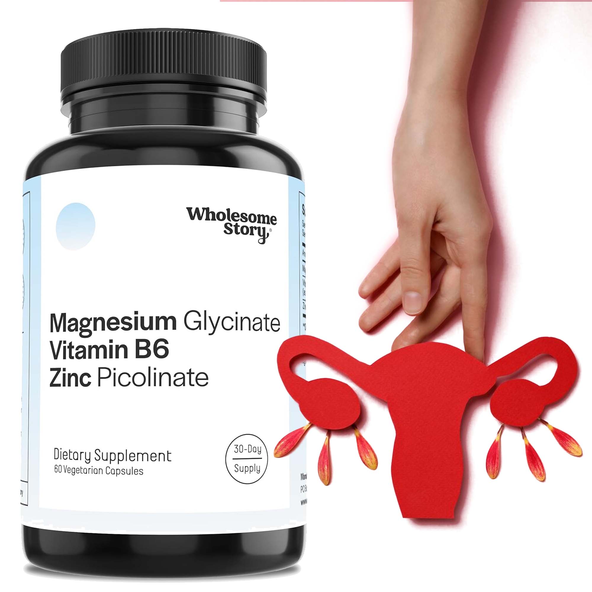 Magnesium Glycinate Capsule - グリシン酸マグネシウム、ビタミンB6、ピコリン酸亜鉛サプリメント - 免疫システムと生殖器系の健康、ホルモンバランスをサポート