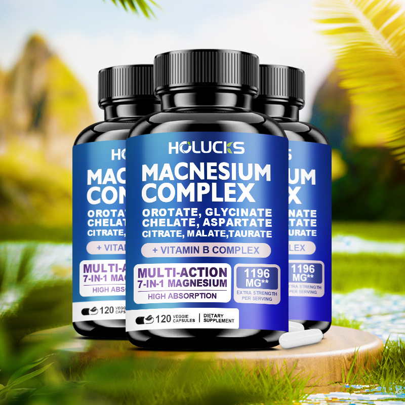 Magnesium Glycinate Capsule - ビタミンC, E, B1, B2, B6, B12を含むマグネシウム複合体,グリシン酸マグネシウム,リンゴ酸塩,タウレートおよびクエン酸塩のキレート,1000mg