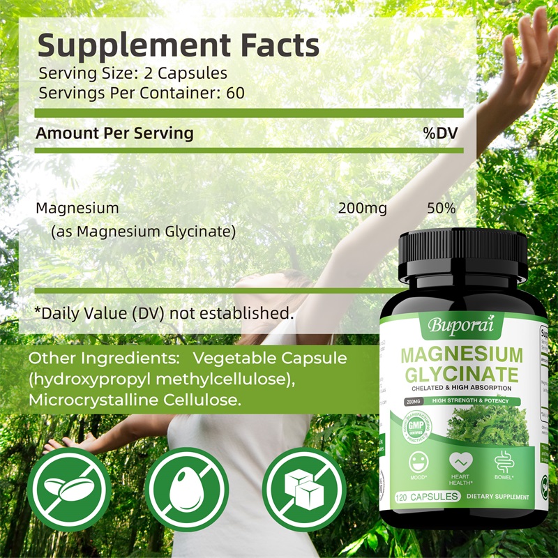 グリシン酸マグネシウム - 睡眠、脳、神経系、骨、筋肉、心臓 - Magnesium Glycinate Capsule のレビューと価格