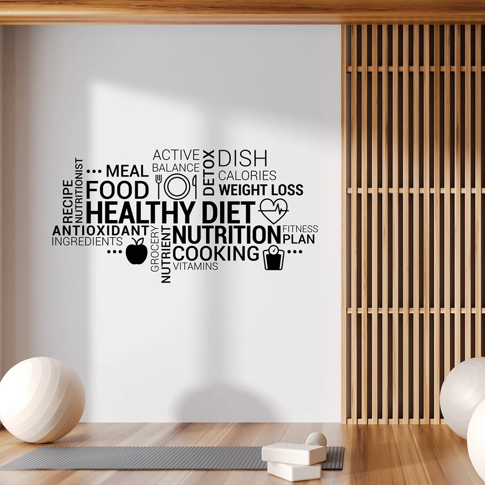 インスピレーションを与える健康的な食事ビニール壁デカール栄養 - Nutrition Fitness Health のレビューと価格