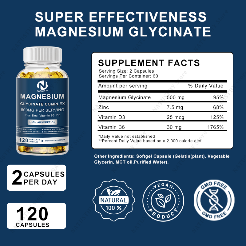 睡眠の質、筋肉の回復、心臓と脳の健康のための亜鉛配合マグネシ - Magnesium Glycinate Capsule のレビューと価格